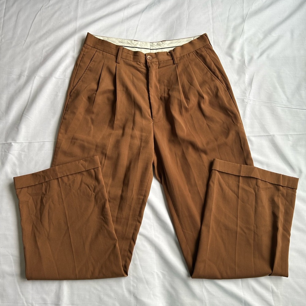 Men's Brown Pleated Trousers